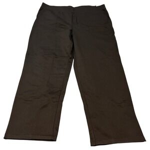 Mondetta Womens Straight Leg Pants Brown Herringbone Elastic Waist Pockets XXL